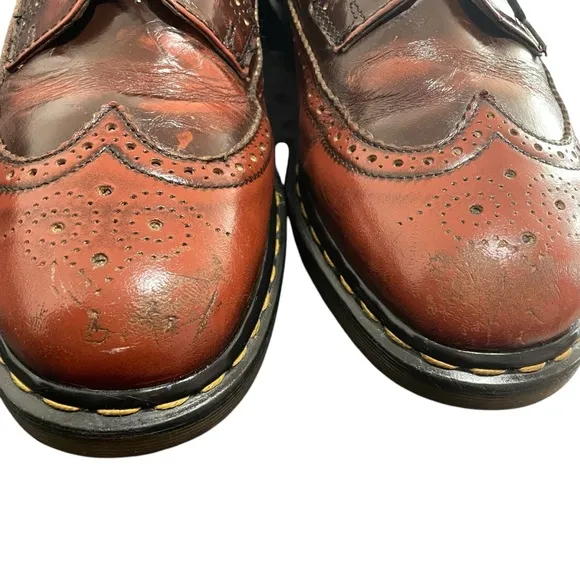Vintage Dr Marten Brogue Wingtip Red-Brown Leather Oxford Derby Made In England