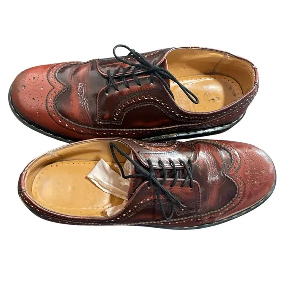 Vintage Dr Marten Brogue Wingtip Red-Brown Leather Oxford Derby Made In England