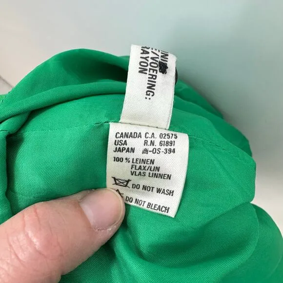 Vintage Escada Margaretha Lay 100% Green Linen Skirt 40 Mermaid Button Up Back