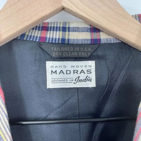 Vintage GANT Madras 60's Handloom Plaid Sports Coat Blazer Jacket Mens 20
