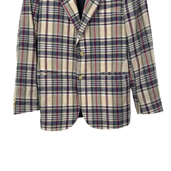 Vintage GANT Madras 60's Handloom Plaid Sports Coat Blazer Jacket Mens 20