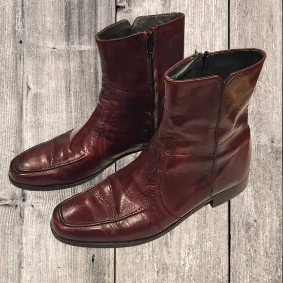 Vintage Hanover Ankle Boots Zippered Mens Size 8D Western Style Brown‎ Leather