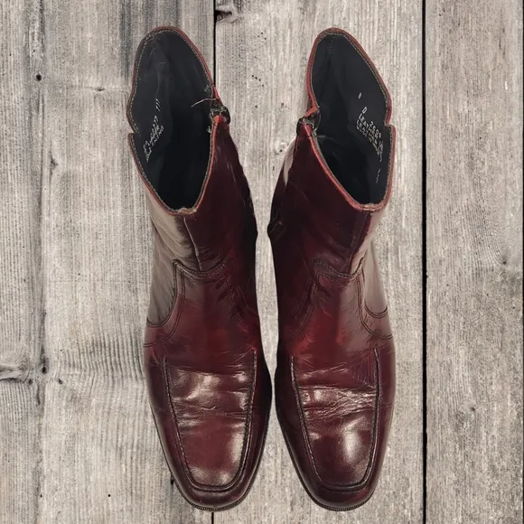 Vintage Hanover Ankle Boots Zippered Mens Size 8D Western Style Brown‎ Leather