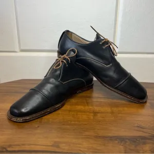Vintage Italian Leather Fausto Santini Square Toe Oxford Formal Shoes EU 34