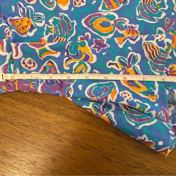 Vintage Jantzen Coordinating Set Top Bermuda Shorts Fish Print 70s 80s Womens M