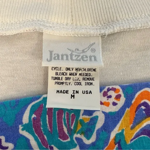 Vintage Jantzen Coordinating Set Top Bermuda Shorts Fish Print 70s 80s Womens M