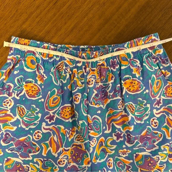 Vintage Jantzen Coordinating Set Top Bermuda Shorts Fish Print 70s 80s Womens M