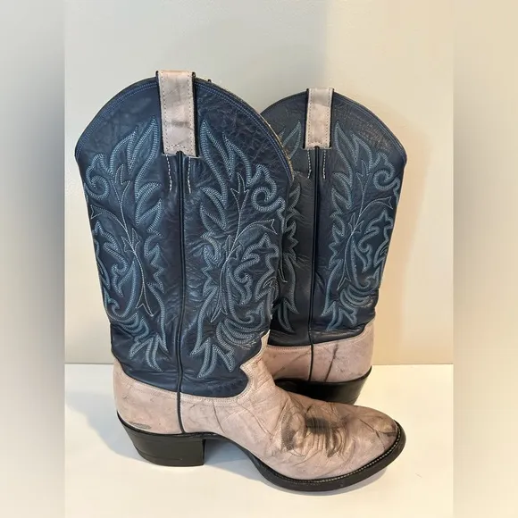 Vintage‎ Justin Men’s Two Toned Leather Cowboy Western Boots Size 9D