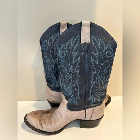 Vintage‎ Justin Men’s Two Toned Leather Cowboy Western Boots Size 9D