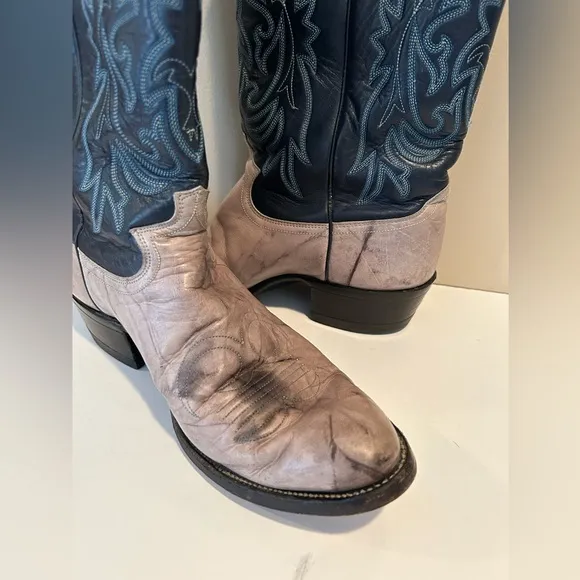 Vintage‎ Justin Men’s Two Toned Leather Cowboy Western Boots Size 9D