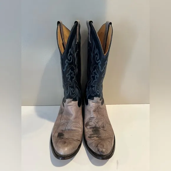 Vintage‎ Justin Men’s Two Toned Leather Cowboy Western Boots Size 9D