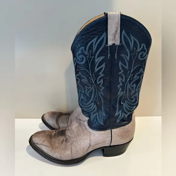 Vintage‎ Justin Men’s Two Toned Leather Cowboy Western Boots Size 9D
