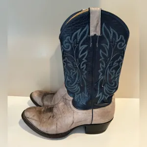 Vintage‎ Justin Men’s Two Toned Leather Cowboy Western Boots Size 9D