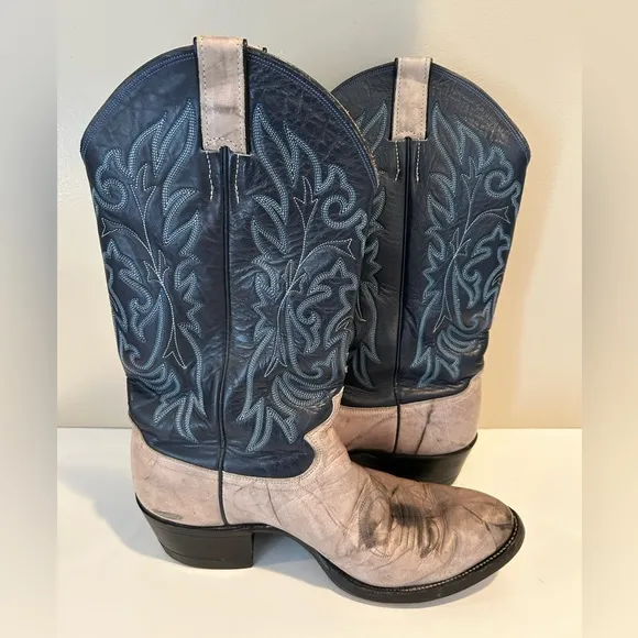 Vintage‎ Justin Men’s Two Toned Leather Cowboy Western Boots Size 9D