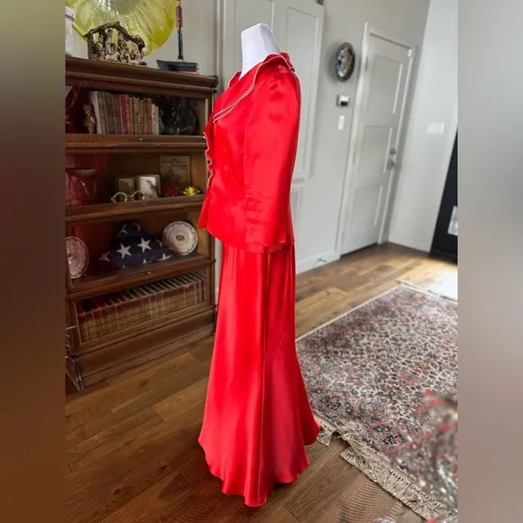 Vintage Kenth Andersson Red Formal Floor Length Gown dress 6 M Heart Health