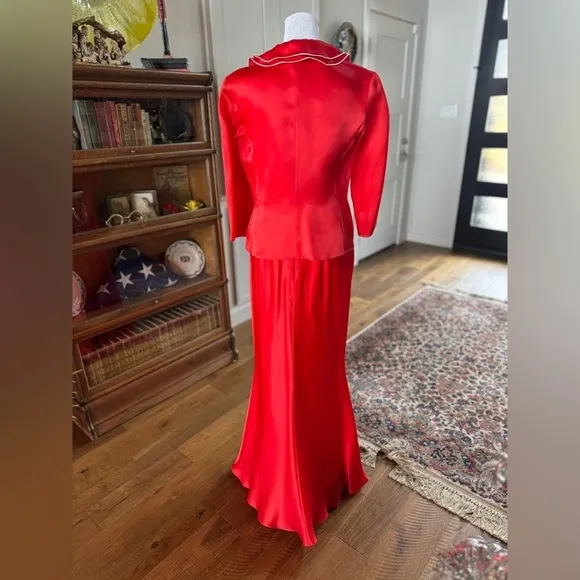 Vintage Kenth Andersson Red Formal Floor Length Gown dress 6 M Heart Health