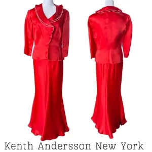 Vintage Kenth Andersson Red Formal Floor Length Gown dress 6 M Heart Health