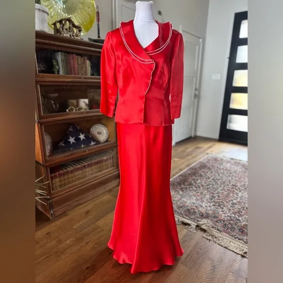 Vintage Kenth Andersson Red Formal Floor Length Gown dress 6 M Heart Health