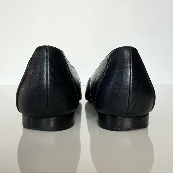 Vintage Manolo Blahnik Black Pebbled Leather Low Heel Flats Size 8.5 / Euro 38.5