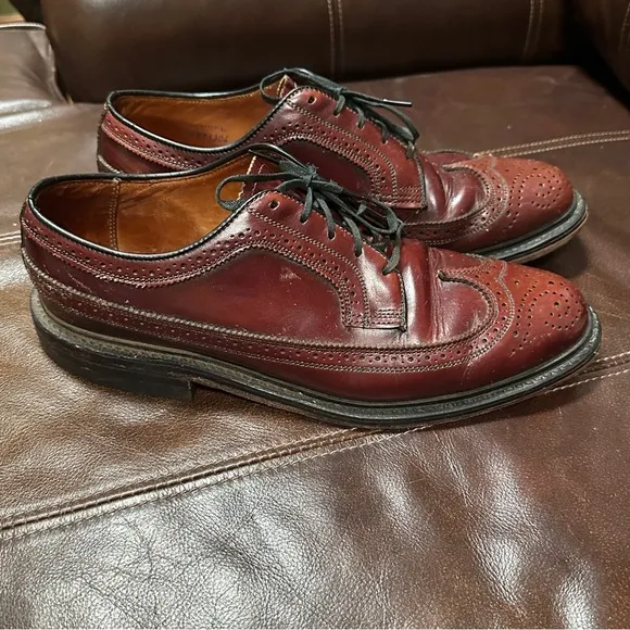 Vintage Mens 9.5 E O'Sullivan Brown Leather Wingtip Shoes Made In USA