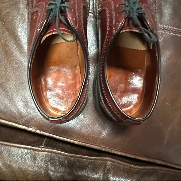 Vintage Mens 9.5 E O'Sullivan Brown Leather Wingtip Shoes Made In USA
