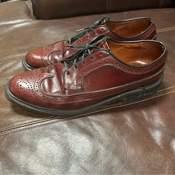 Vintage Mens 9.5 E O'Sullivan Brown Leather Wingtip Shoes Made In USA