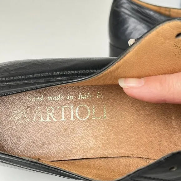 Vintage Men's Artioli Black Lace Up Derby Dress Shoes Size 11.5