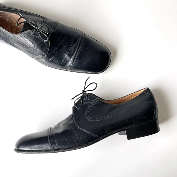 Vintage Men's Artioli Black Lace Up Derby Dress Shoes Size 11.5