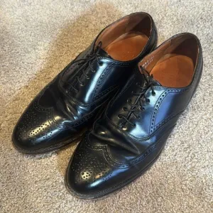 Vintage Men’s Bostonian Black Wing Tip Formal Dress Shoes Size 7.5 Made in USA