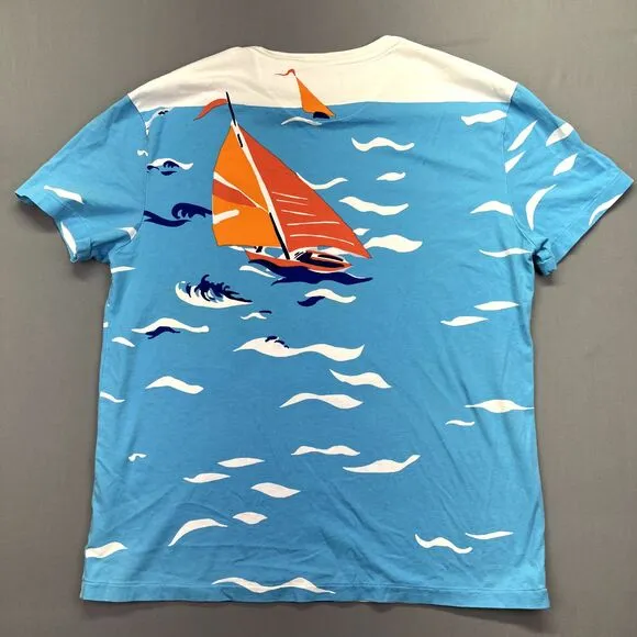Vintage Polo Ralph Lauren Mens‎ Sz M T Shirt Single Stitch Cruise Ship Sail Boat