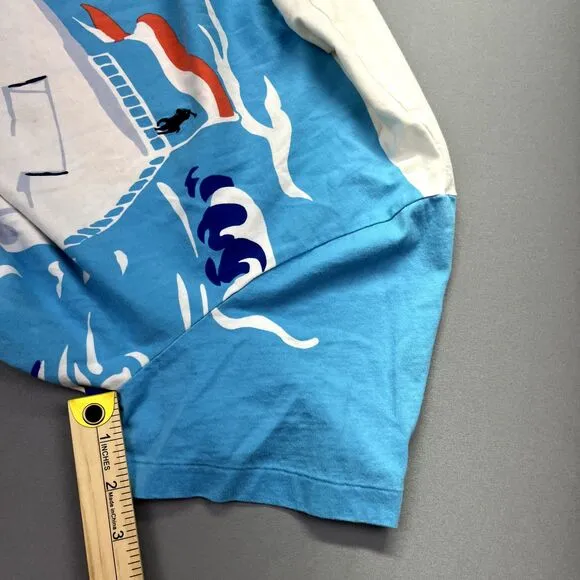 Vintage Polo Ralph Lauren Mens‎ Sz M T Shirt Single Stitch Cruise Ship Sail Boat