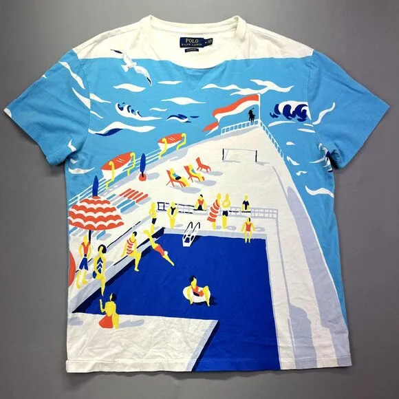 Vintage Polo Ralph Lauren Mens‎ Sz M T Shirt Single Stitch Cruise Ship Sail Boat