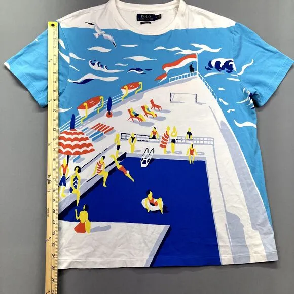 Vintage Polo Ralph Lauren Mens‎ Sz M T Shirt Single Stitch Cruise Ship Sail Boat
