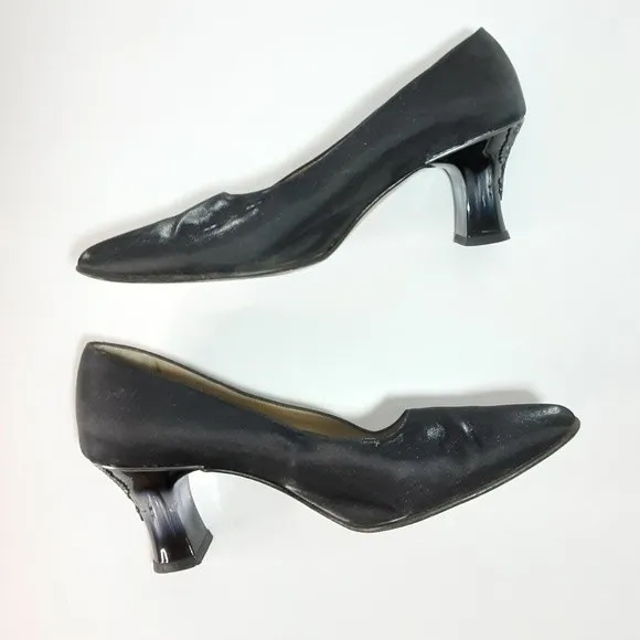 Vintage Salvatore Ferragamo Women's Satin Leather Pumps US 7B Narrow Fit