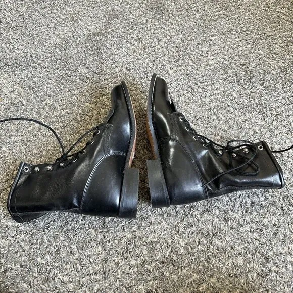 Vintage TEXAS ALL AMERICAN Made Kiltie Roper Boots Black Leather Womens 6 New