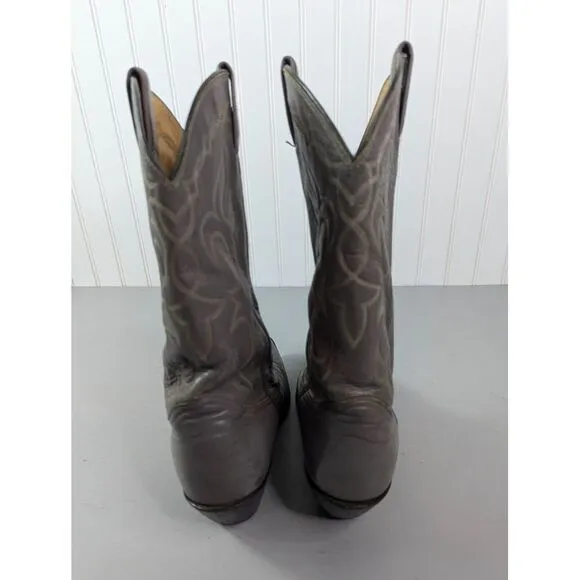 Vintage Tony Lama Boots Womens Gray Leather Western CowGirl Snip Toe Size 9D