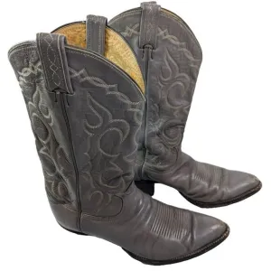 Vintage Tony Lama Boots Womens Gray Leather Western CowGirl Snip Toe Size 9D