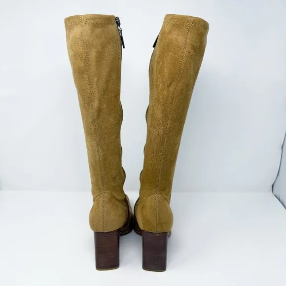 Vintage Y2K Candie’s Tan Faux Suede Knee High Boots Side Zip Women's Size 6 VGUC