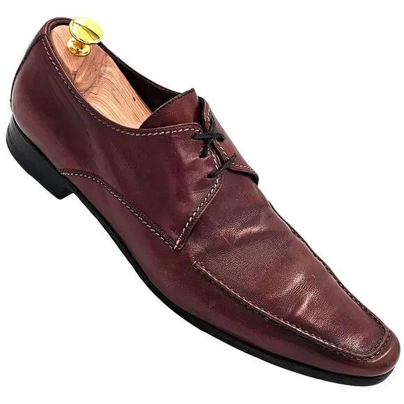 Vintage Yves Saint Laurent Designer Dress Shoes Men's 10 Brown Red Leather Derby