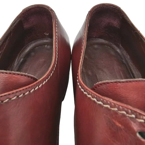 Vintage Yves Saint Laurent Designer Dress Shoes Men's 10 Brown Red Leather Derby