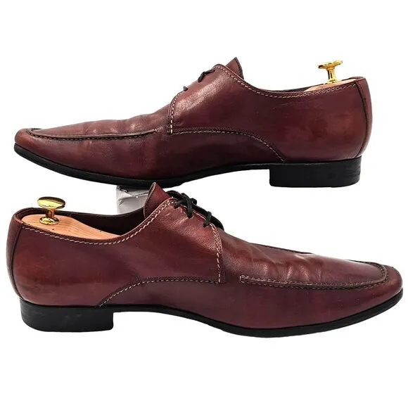 Vintage Yves Saint Laurent Designer Dress Shoes Men's 10 Brown Red Leather Derby