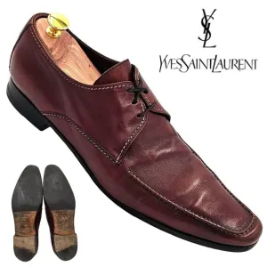 Vintage Yves Saint Laurent Designer Dress Shoes Men's 10 Brown Red Leather Derby