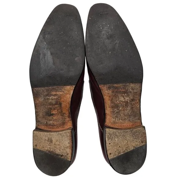 Vintage Yves Saint Laurent Designer Dress Shoes Men's 10 Brown Red Leather Derby
