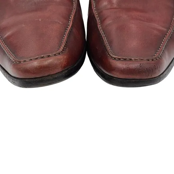 Vintage Yves Saint Laurent Designer Dress Shoes Men's 10 Brown Red Leather Derby