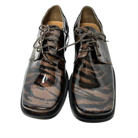 Vintage  Zoot Suit Zebra  Brwn Blk Oxford Formal Dress Shoe Rare OOAK NWOT
