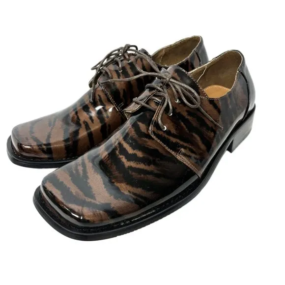 Vintage  Zoot Suit Zebra  Brwn Blk Oxford Formal Dress Shoe Rare OOAK NWOT