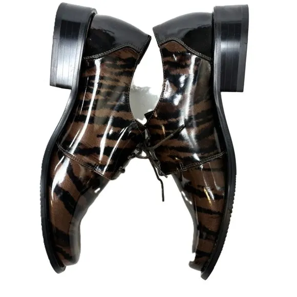 Vintage  Zoot Suit Zebra  Brwn Blk Oxford Formal Dress Shoe Rare OOAK NWOT