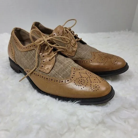 Vionic 505 Roth Derby Shoes Men's Size 9  Tan Toe Wingtip Orthoheel Technology