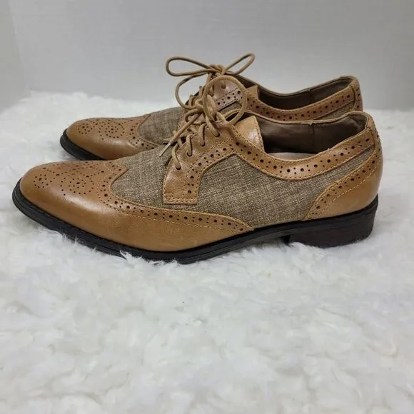 Vionic 505 Roth Derby Shoes Men's Size 9  Tan Toe Wingtip Orthoheel Technology