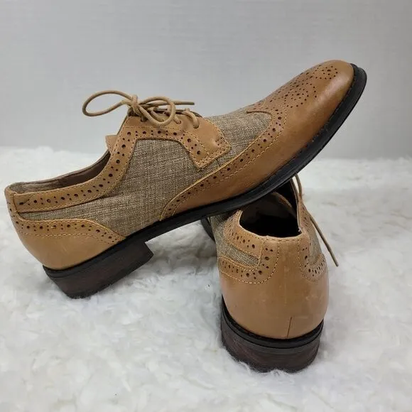 Vionic 505 Roth Derby Shoes Men's Size 9  Tan Toe Wingtip Orthoheel Technology